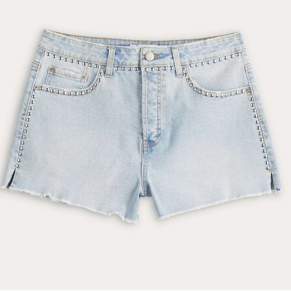 Juniors Vanilla Star STUDDED Festival Denim Shorts Size 3 5 7 Light wash NWT